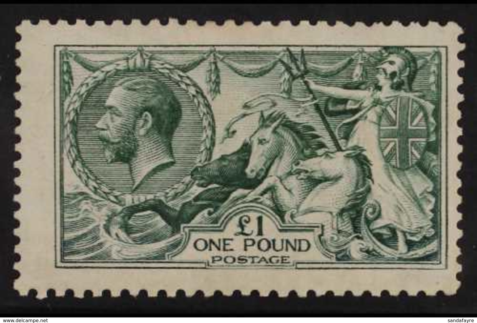1913 £1 Dull Blue-green Waterlow Seahorse, SG 404, Never Hinged Mint. For More Images, Please Visit Http://www.sandafayr - Ohne Zuordnung
