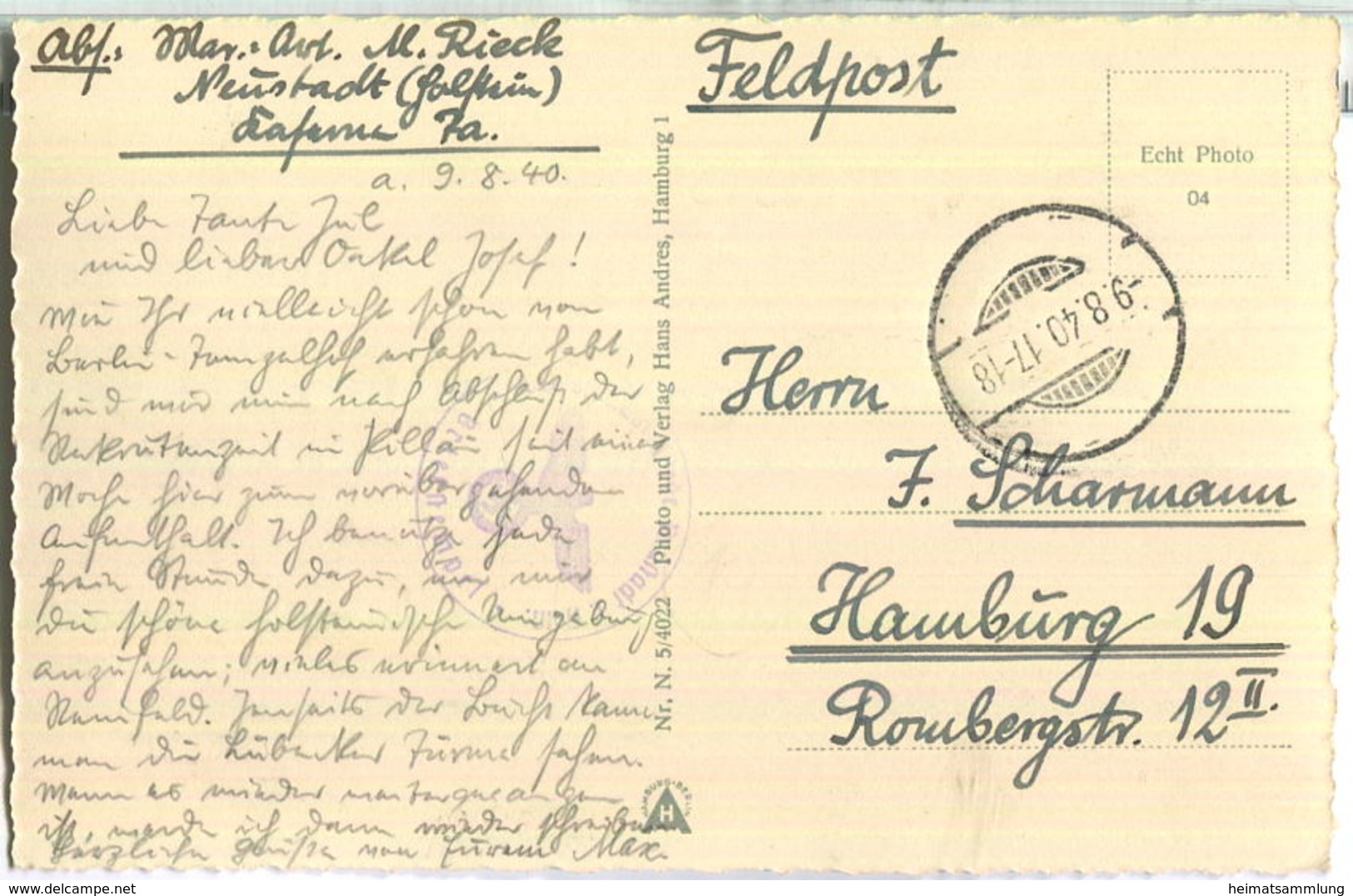 Neustadt-Holstein - Feldpost - Foto-Ansichtskarte - Verlag Hans Andres Hamburg - Neustadt (Holstein)