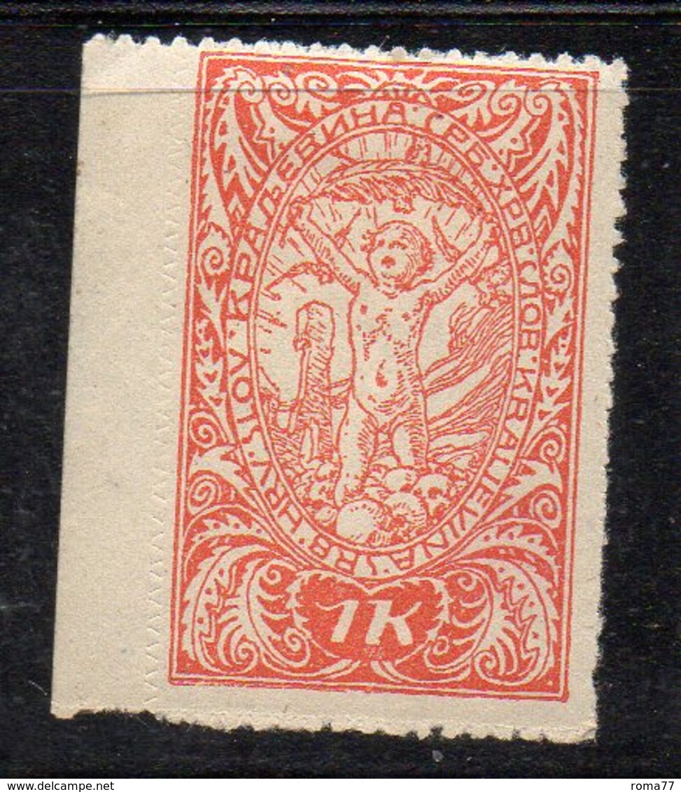 XP4113 - YUGOSLAVIA SHS 1919 , 1 K. Non Dentellato A Dx * (2380A) - Used Stamps