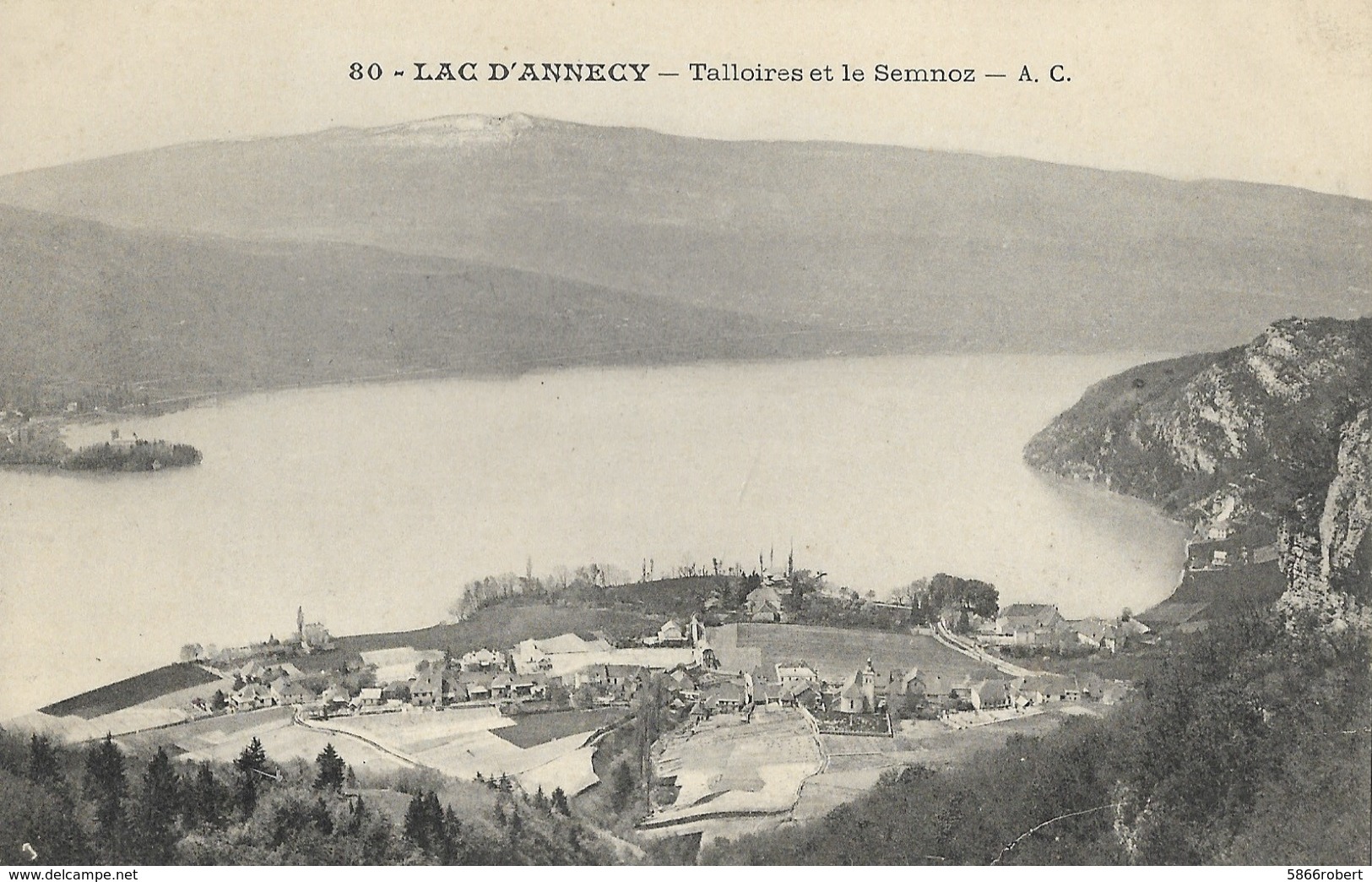 CARTE POSTALE ORIGINALE ANCIENNE : LE LAC D'ANNECY  TALLOIRES ET LE SEMNOZ HAUTE SAVOIE (74) - Talloires