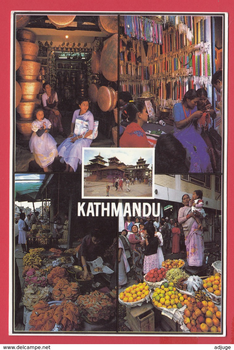 CPSM-Népal- KATHMADU - Katmandou - Marchés - Multivues - Photo Mani Lama* SUP* 2 SCANS - Népal