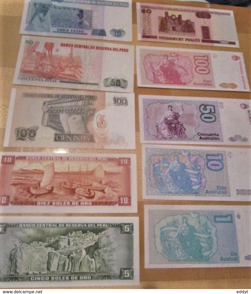 LOT De 10 Billets (ARGENTINE - PEROU) Neufs - Mezclas - Billetes