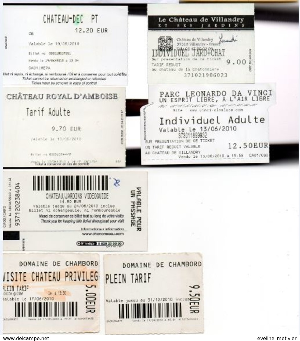 TICKETS CHATEAUX DE LA LOIRE CHENONCEAU-AMBOISE-CHEVERNY-CHAMBORD2-VILLANDRY- CLOS LUCE - PARC DA VINCI - Tickets - Vouchers