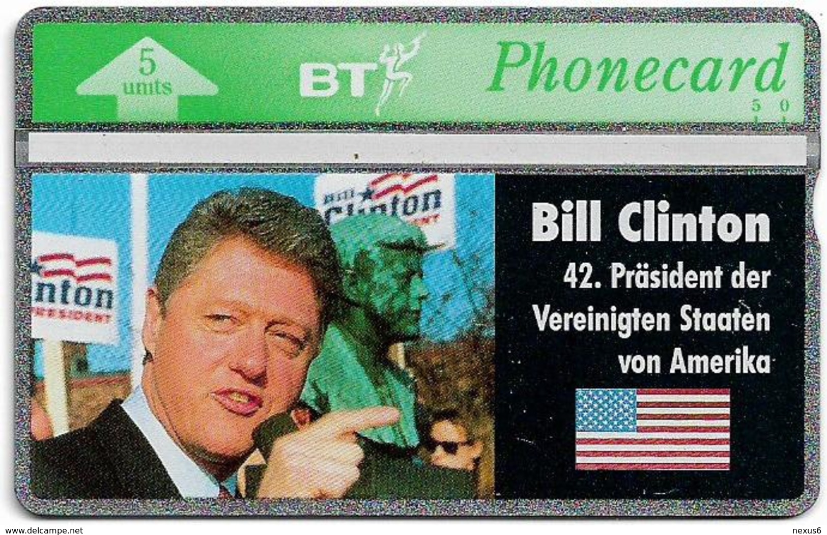 UK - BT - L&G - BTO-015 - Bill Clinton - 232C - 5U, 1992, 10.000ex, Mint - BT Emissions Etrangères