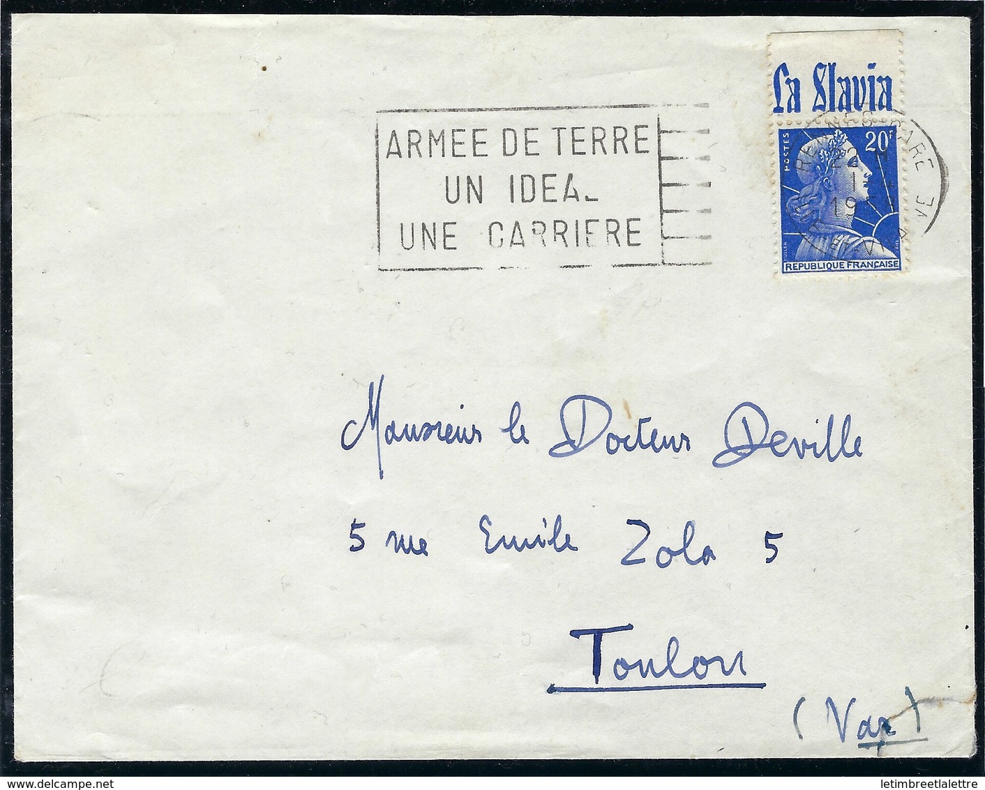 France - Thématique Marianne De Muller - N° 1011B Avec Pub Sur Lettre - Publicité Sur Lettre ( La Slavia ) - - Autres & Non Classés