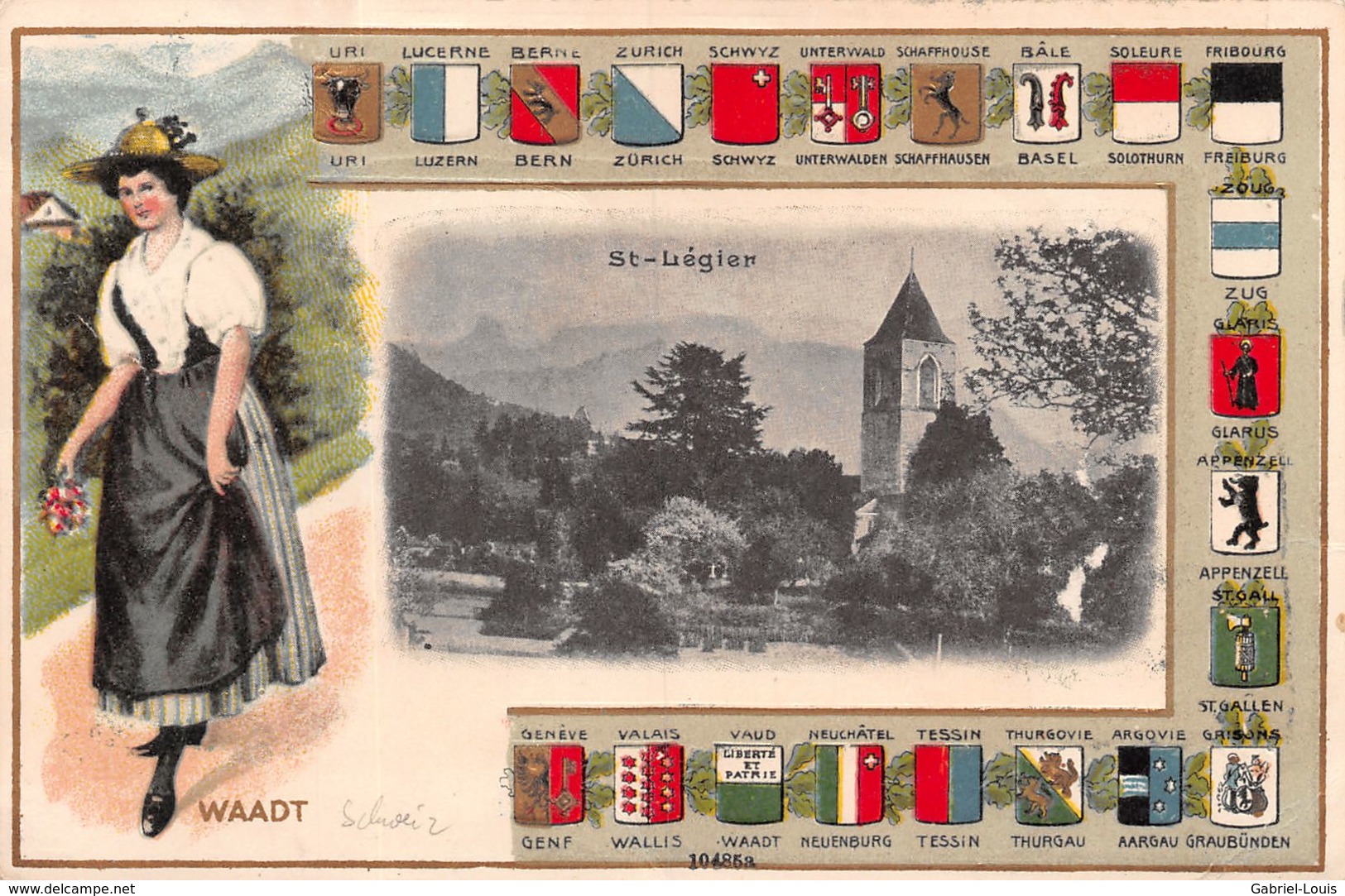 St-Légier - Vaud - Waad - Drapeaux Des Cantons Suisse - Gaufrée - Costume Vaudois - Other & Unclassified