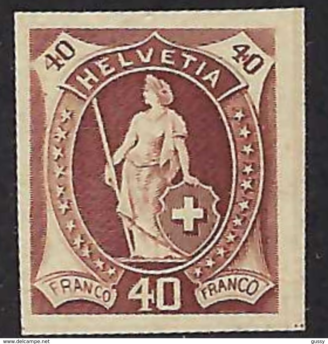 SUISSE:  Epreuve D'Helvétie Debout, Le 40c. En Brun - Unused Stamps
