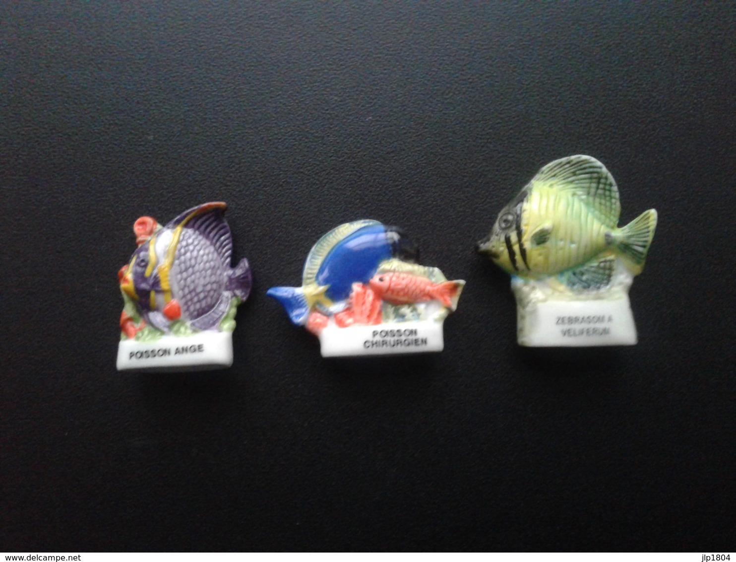 Lot De 3 Fèves Poissons : Poisson Ange - Poisson Chirurgien - Zebrasom A Veliferum - Animaux