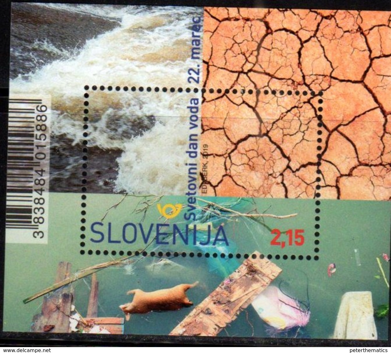 SLOVENIA , 2019, MNH, WORLD WATER DAY, POLLUTION, SHEEP, S/SHEET - Environment & Climate Protection