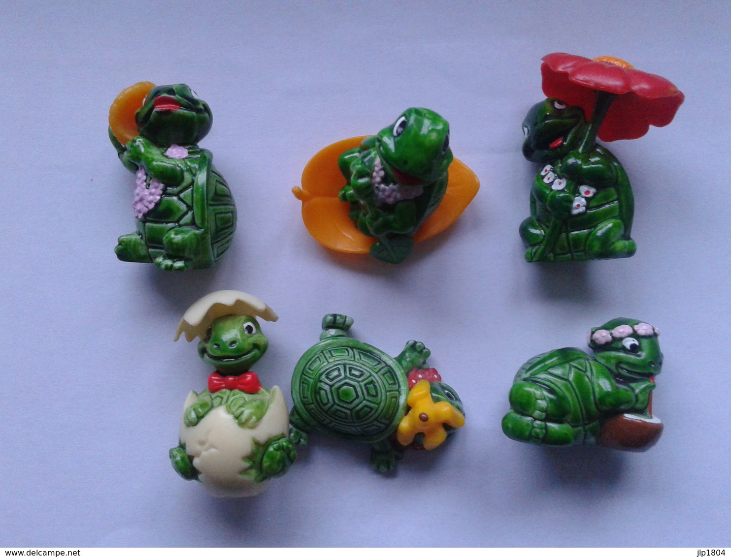 Lot De 6 Figurines Tortues Kinder Ferrero : Flora - Touneuf - Bananas - Siro-coco - Clapotis - Robinson Avec Accessoires - Animaux