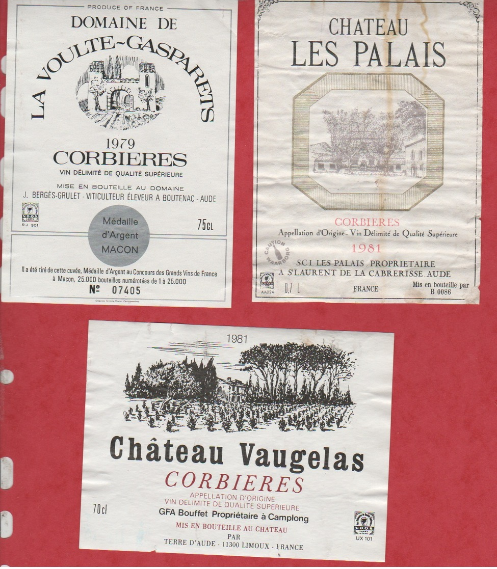 Etiquette De Vin - 1979 -1981- FRANCE - CORBIERES- LOT 3 Pc - Other & Unclassified