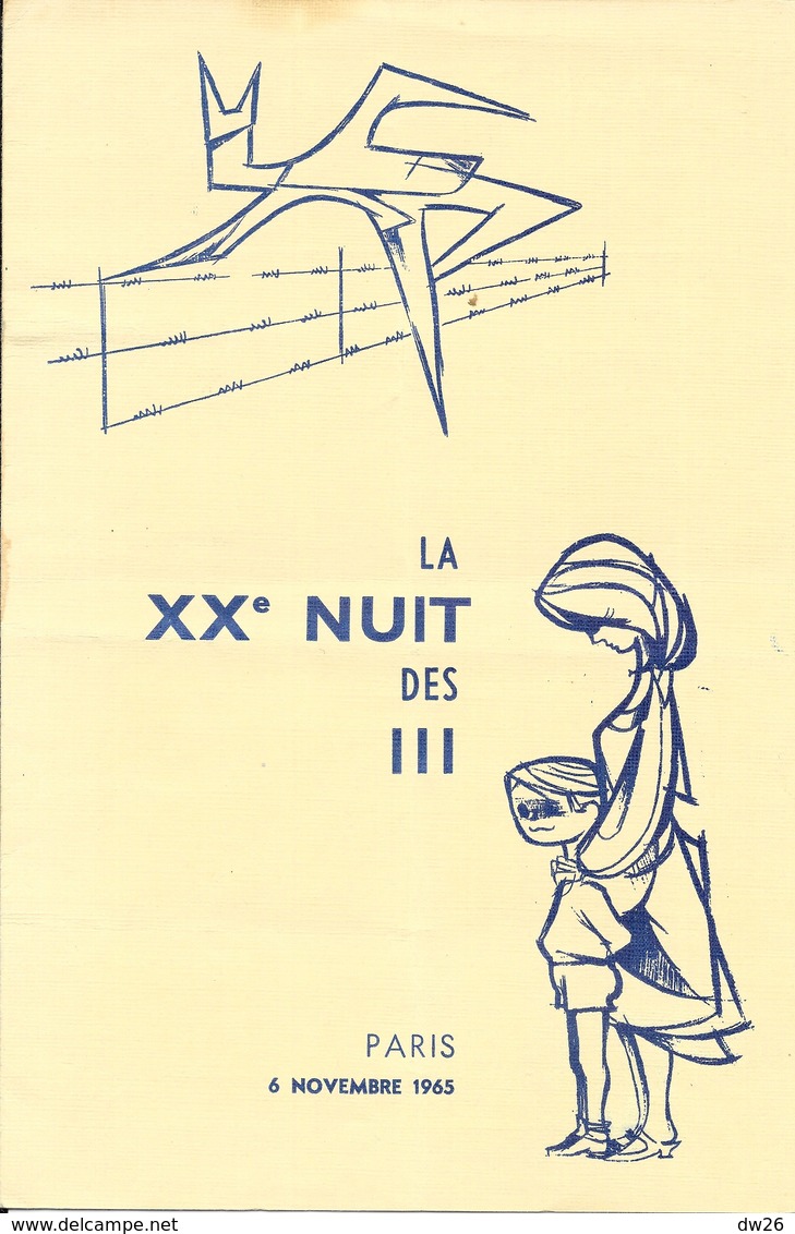 Programme La Nuit Des III - Paris Le 6 Novembre 1965 Hôtel Continental - Concert, Chants Et Bal Présenté Par Frabrésy - Programma's