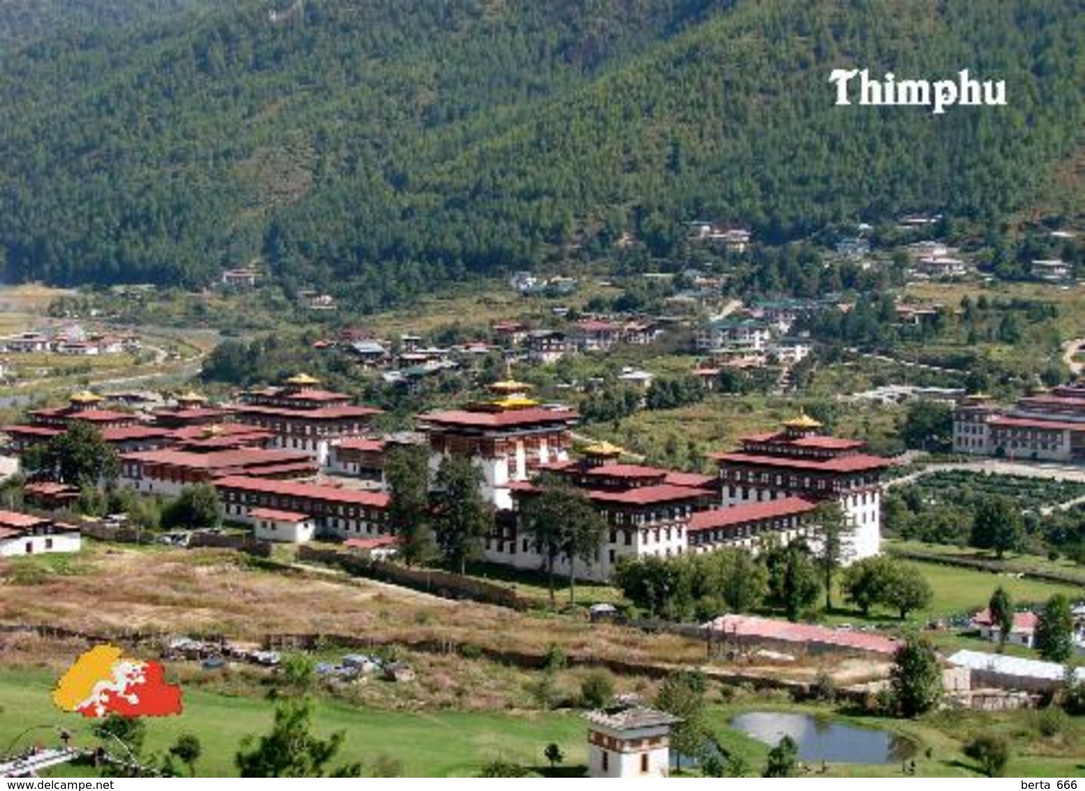 Bhutan Thimphu Aerial View New Postcard - Bután