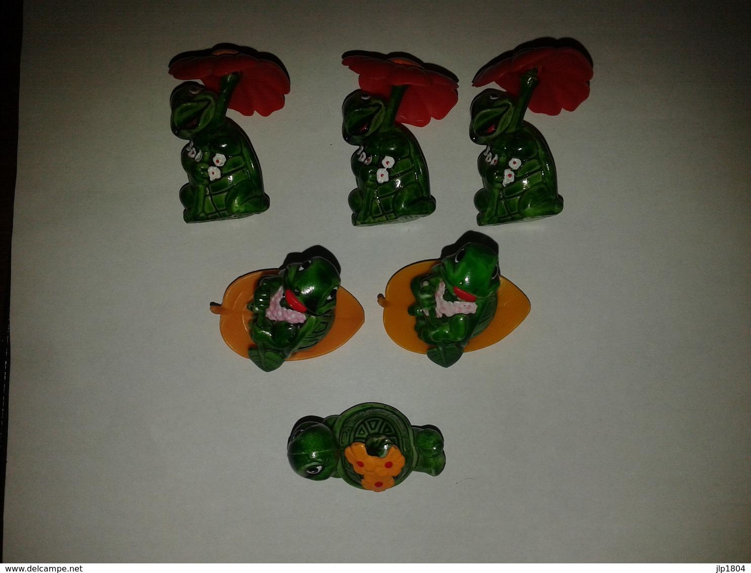 Lot De 6 Figurines Tortues Kinder Ferrero : 3 Flora - 2 Robinson - 1 Dandy (toutes Avec Accessoires) - Animaux