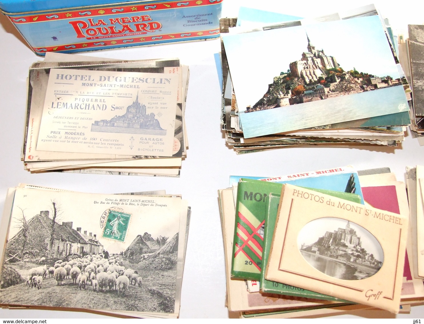 MONT SAINT MICHEL COLLECTION 357 CARTES POSTALES 235 CPA 12 CPSM 1 BOITE FER DE LA MERE POULARD 11 CARNETS LIVRES37 SCAN