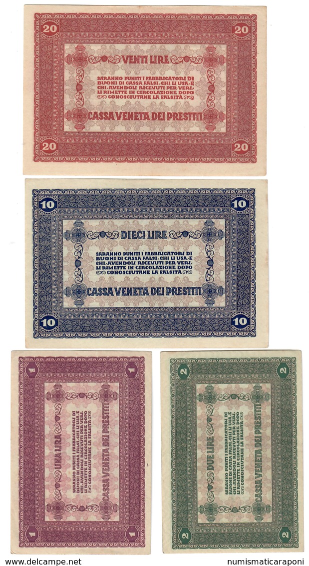 Cassa Veneta Dei Prestiti 1918 20 + 10 + 2 + 1 Lira Ottime Conservazioni Lotto.3127 - 100000 Lire
