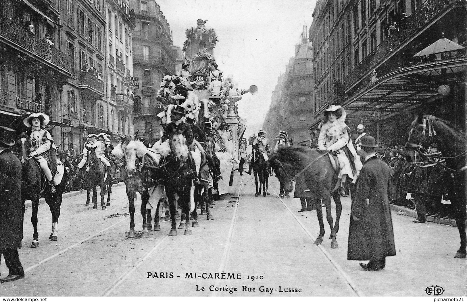 PARIS - Mi-Carème 1910 - Le Cortège Rue Gay Lussac. Edition ELD. Circulée Le 6 Mars 1910. Bon état. - Andere & Zonder Classificatie