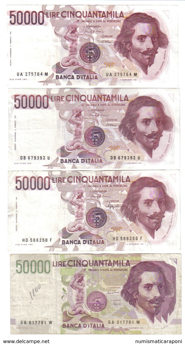 50000 Lire Bernini I° Tipo Serie A + B + D + II° Tipo Serie A Lotto.3128 - 50000 Liras