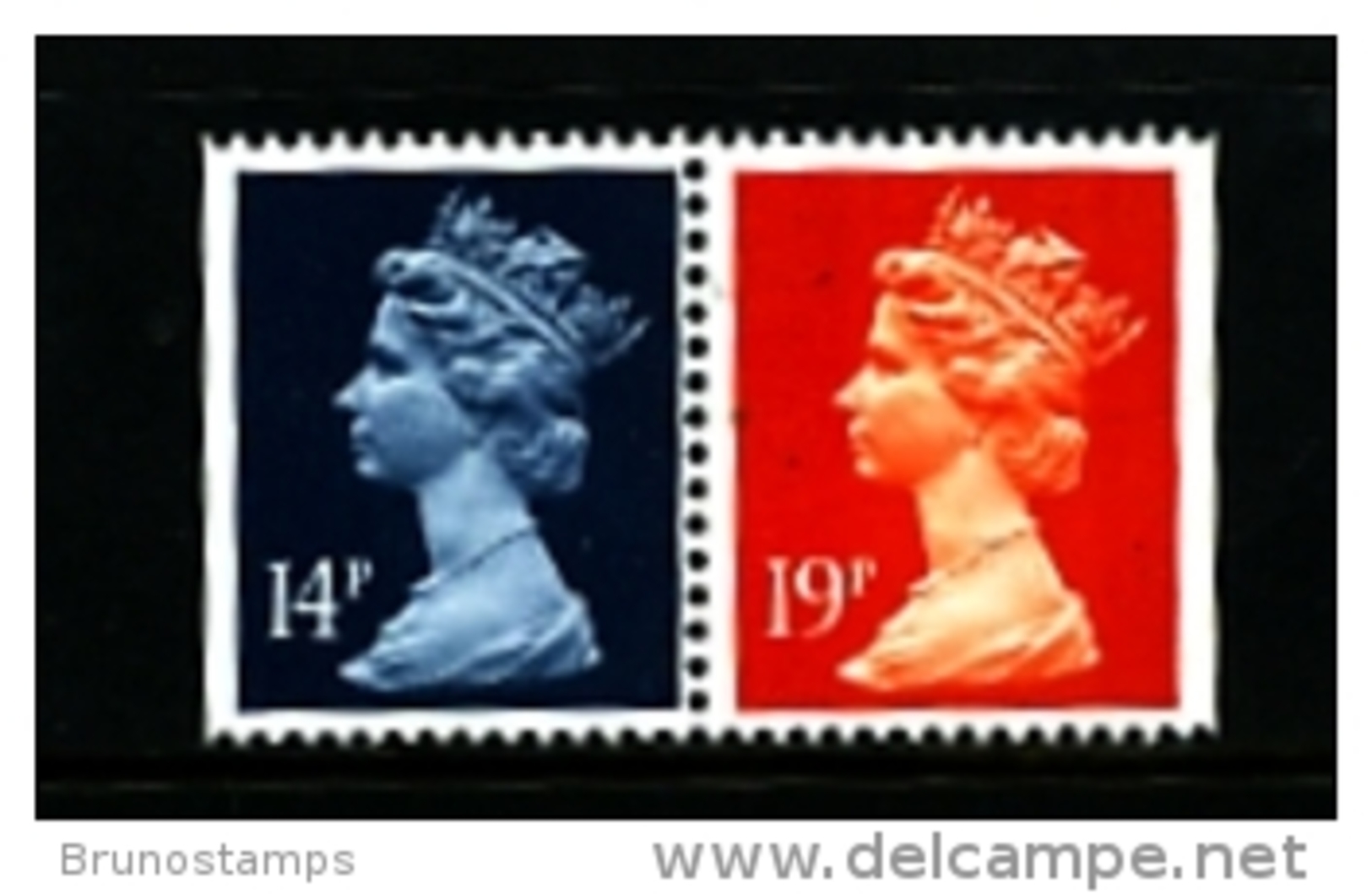 GREAT BRITAIN - 1988  MACHIN  14p.+19p.  PAIR IMPERF. SIDES   MINT NH  SG X904+X956 - Série 'Machin'