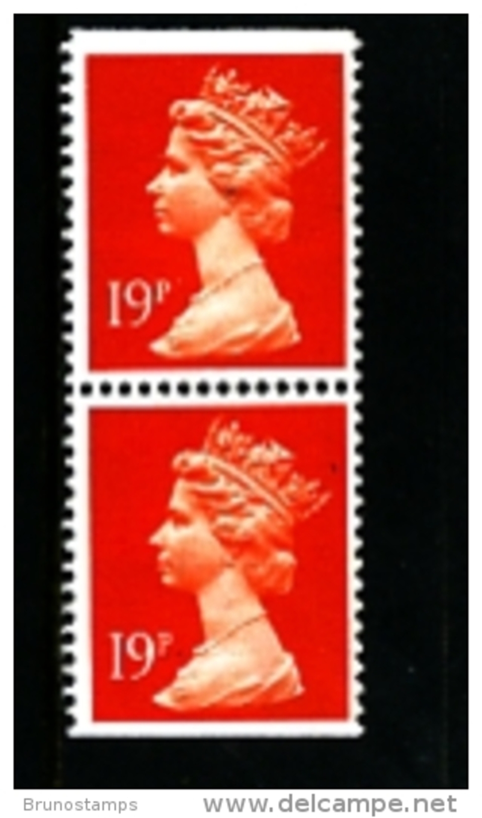 GREAT BRITAIN - 1988  MACHIN  19p. PCP  PAIR  IMPERF. TOP & BOTTOM  MINT NH  SG X956 - Machins