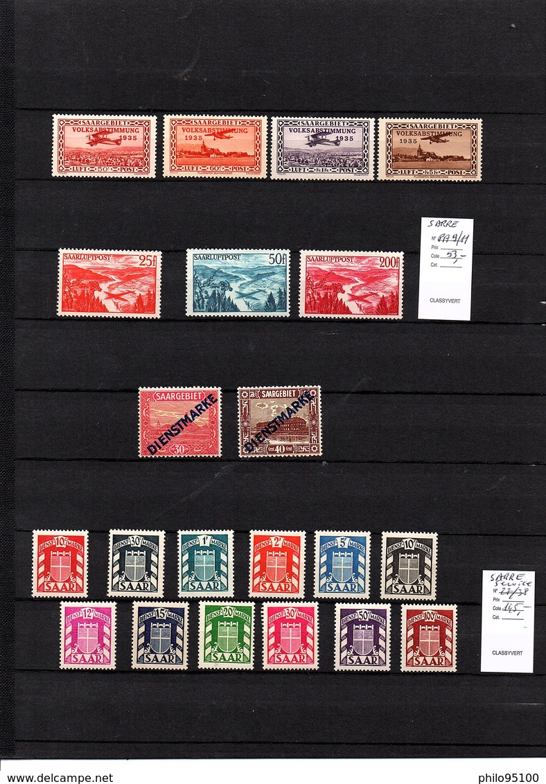 lot 231 timbres SARRE neuf ** .  bonne cote .