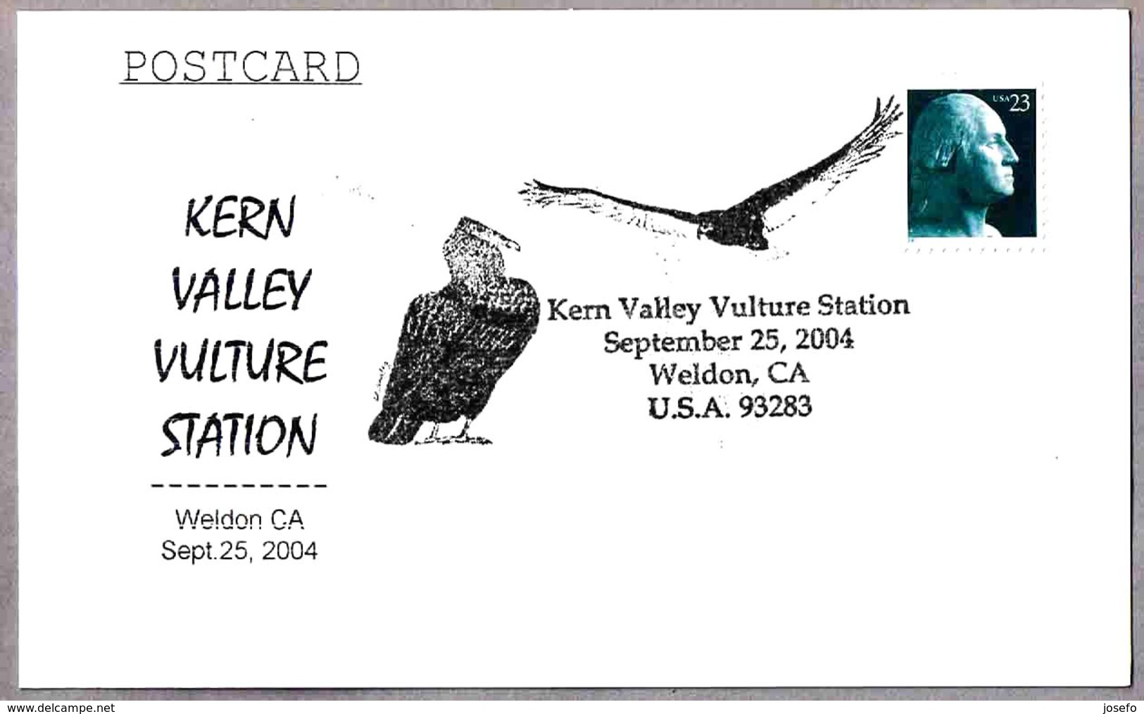 KERN VALLEY VULTURE - BUITRE. Weldon CA 2004 - Mechanical Postmarks (Advertisement)