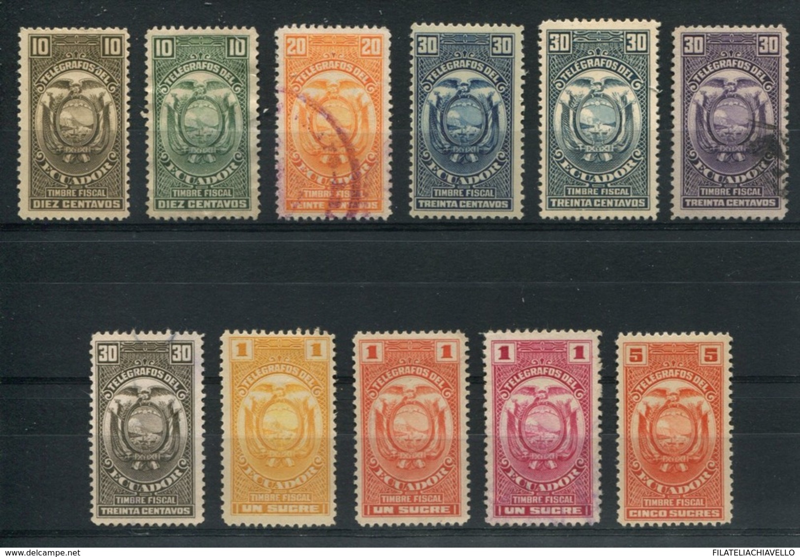 ECUADOR TELEGRAPH FISCAL POSTAL REVENUE OLD STAMPS LOT # 50956 160120 - Equateur