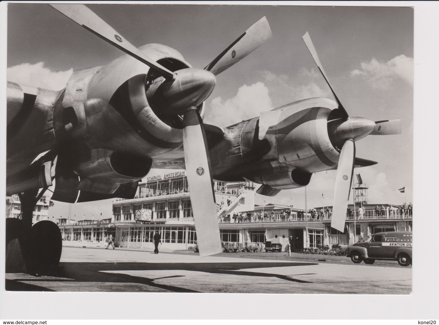 Vintage Rppc KLM K.L.M Royal Dutch Airlines Lockheed Constellation L749 @ Schiphol Amsterdam Airport Version B - 1919-1938: Entre Guerres