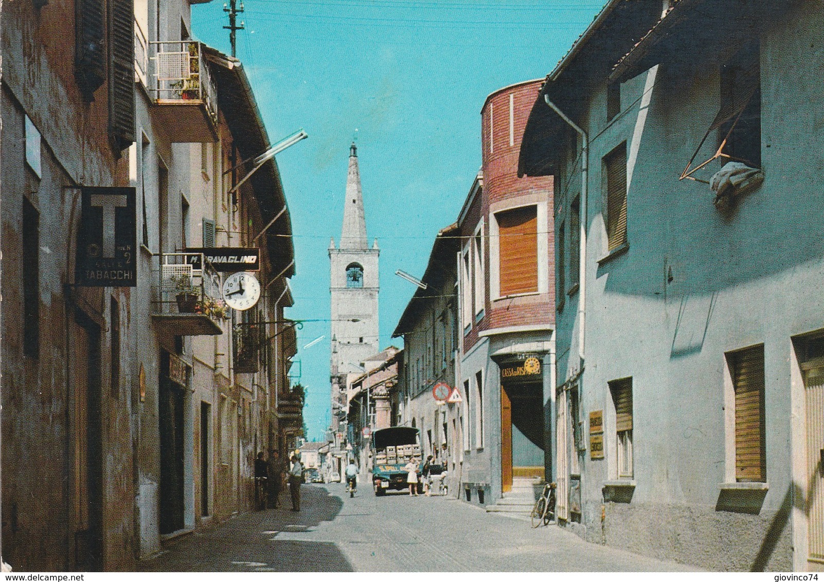 PAVIA - GAMBOLO' - VIA VITT. EMANUELE COL CAMPANILE DI S. GAUDENZIO.......C7 - Pavia