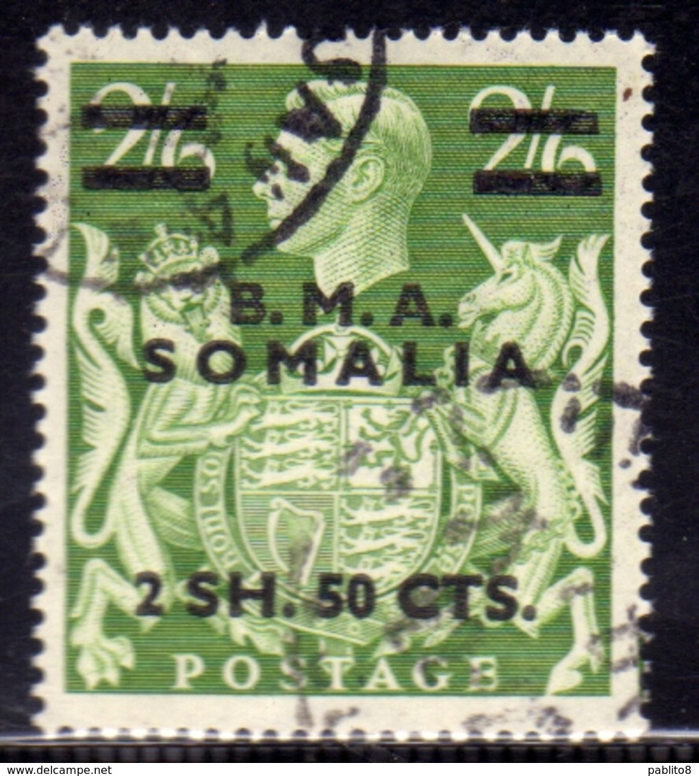 SOMALIA B.M.A 1948 BMA KING GEORGE VI RE GIORGIO 2.50s Su 2/6 USATO USED OBLITERE' - Somalië