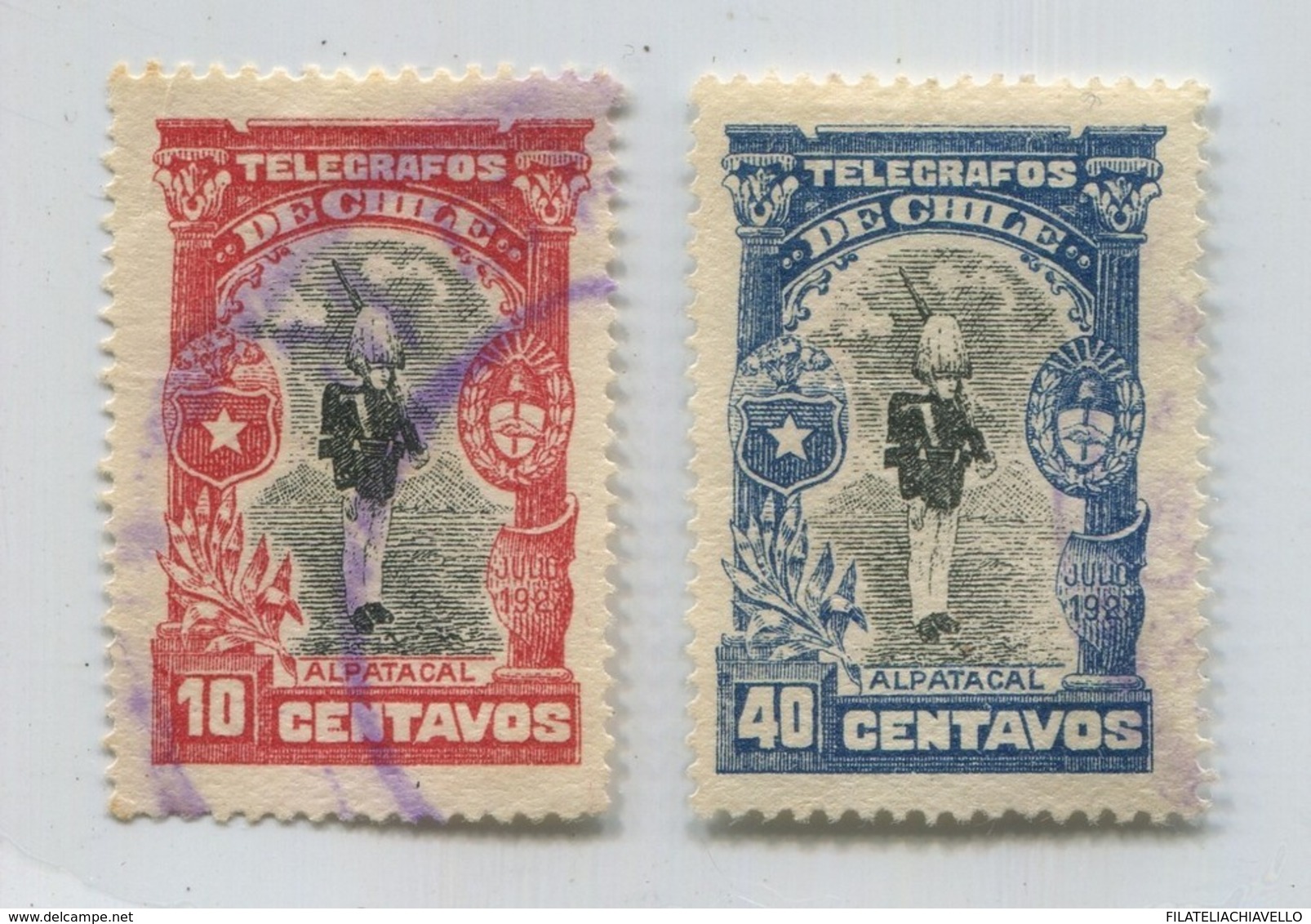 CHILE 1927 TELEGRAPH COMPLETE SET MILITARY STAMPS # 71790 111019 - Chile