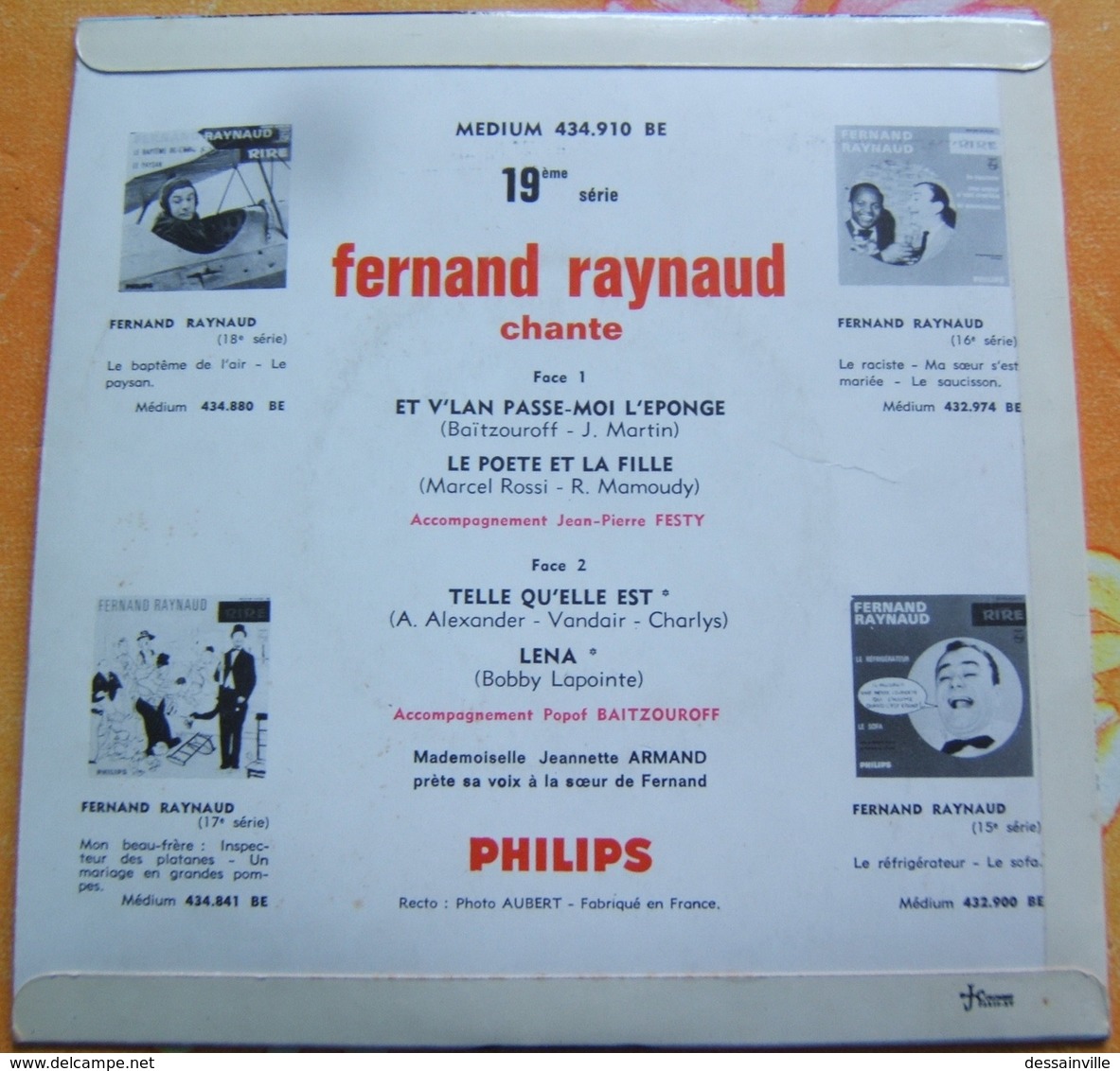 45 Tours FERNAND RAYNAUD - Et V'LAN PASSE MOI L'EPONGE ..... - Humour, Cabaret