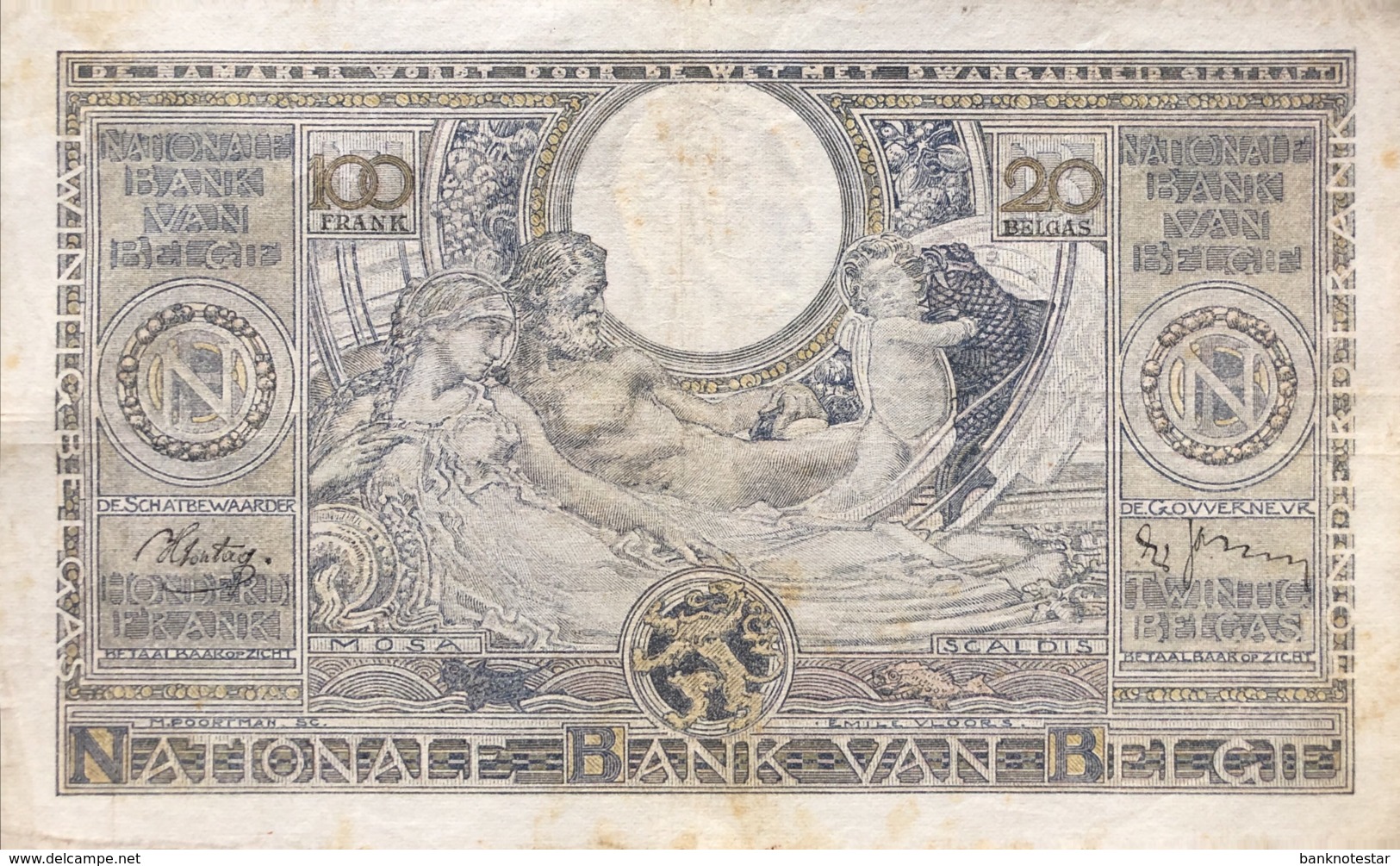 Belgium 100 Francs, P-107 (5.7.1939) - Very Fine - 100 Franchi & 100 Franchi-20 Belgas