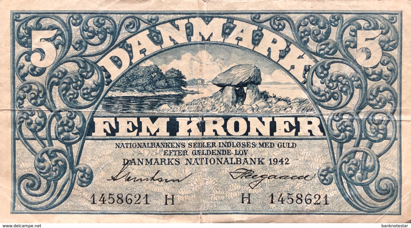 Denmark 5 Kroner, P-30g (1942) - Fine Plus - Denmark