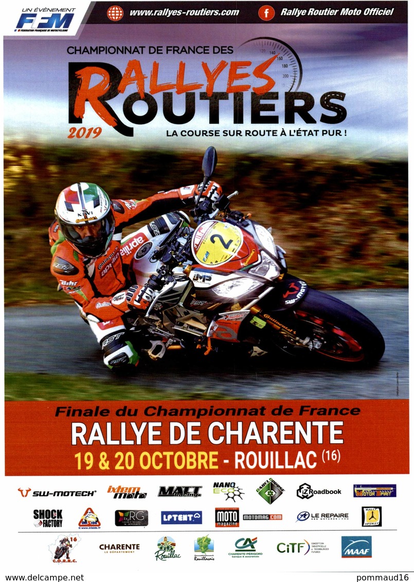 Flyer Finale Du Championnat De France Rallye De Charente 19&20 Octobre 2019 Rouillac - Autres & Non Classés