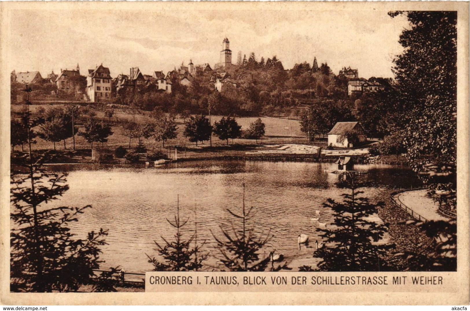 CPA AK Kronberg- Blick V.d. Schillerstrasse M. Weiher GERMANY (949494) - Kronberg