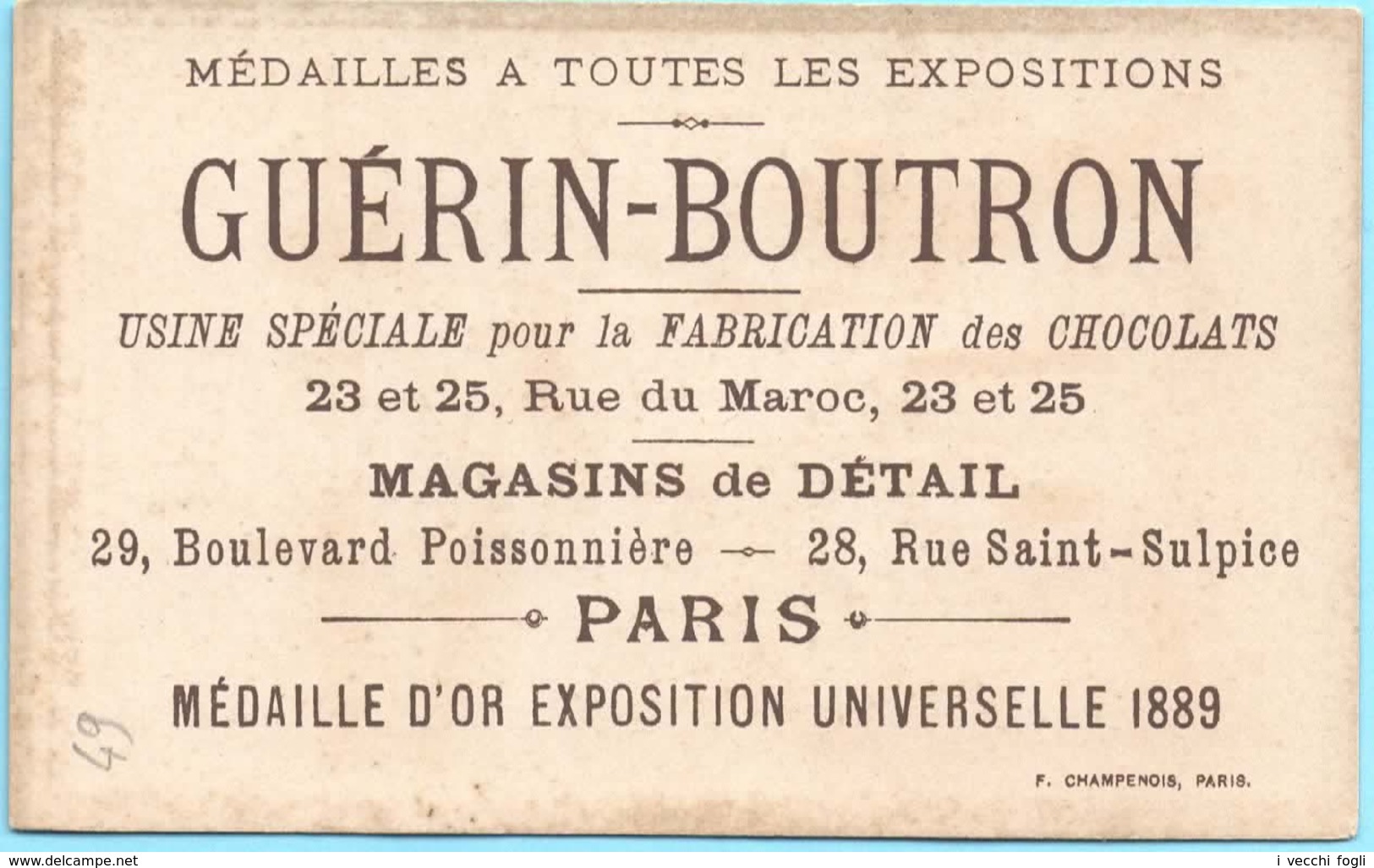 Chromo Chocolat Guérin-Boutron. Clef Des Songes. Vous Ferez Une Pénible Traversée. Lit. Champenois TM 26-56/49 - Guérin-Boutron