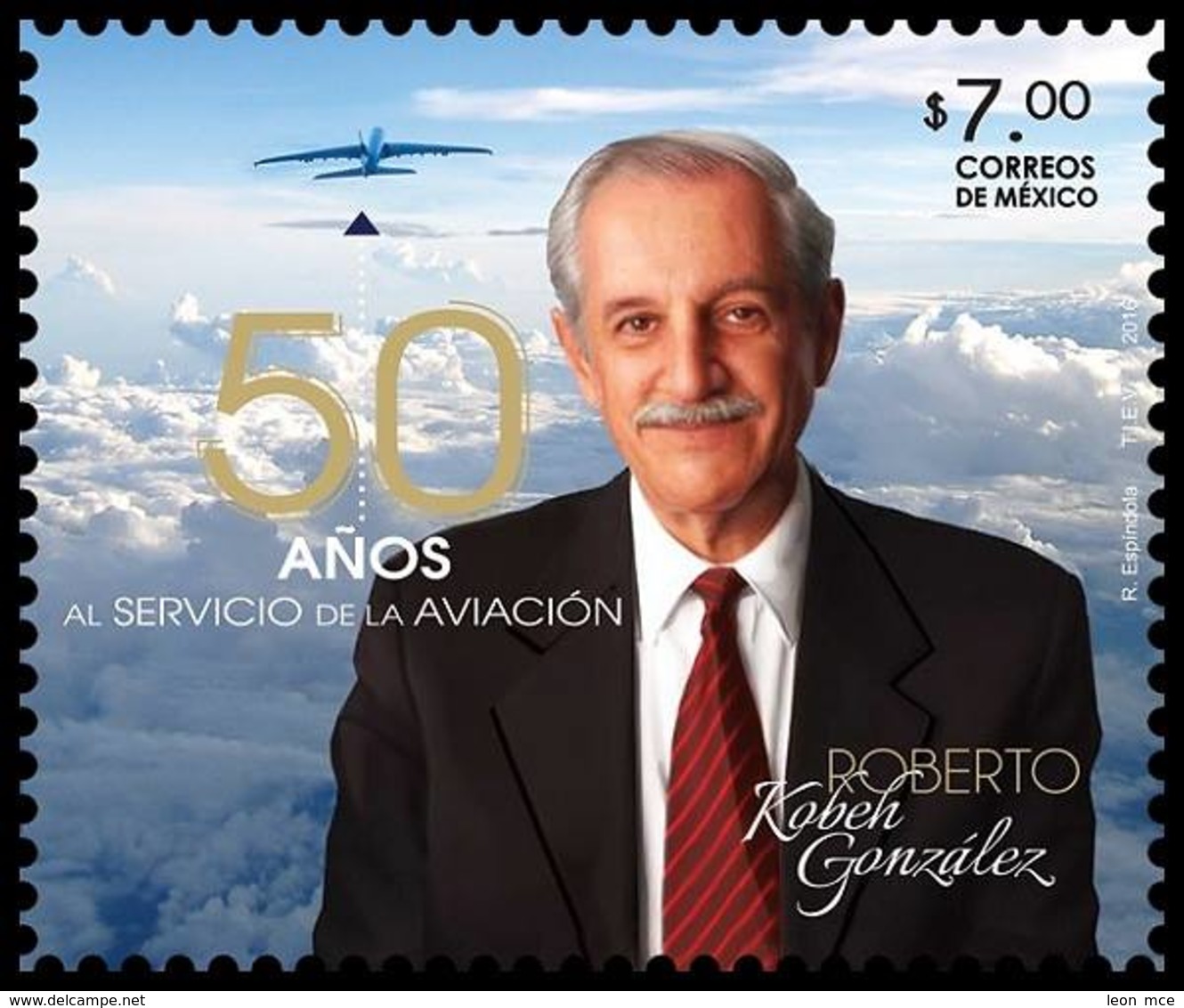 2016 MÉXICO 50 Años Al Servicio De La Aviacion, Ing. Roberto Kobeh Gonzalez, High In The Service Of Aviation. MNH - Mexiko