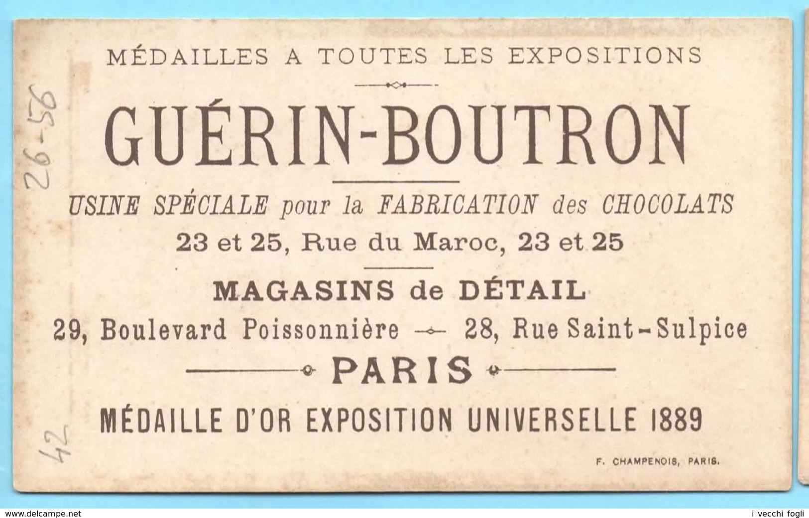 Chromo Chocolat Guérin-Boutron. Clef Des Songes. Vous Ferez Une Mauvaise Rencontre. Lit. Champenois TM 26-56/48 - Guérin-Boutron