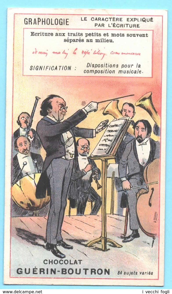 Chromo Chocolat Guérin-Boutron. Graphologie. Disposition Pour La Composition Musicale. Lit. Champenois TM 26-58/30 - Guérin-Boutron