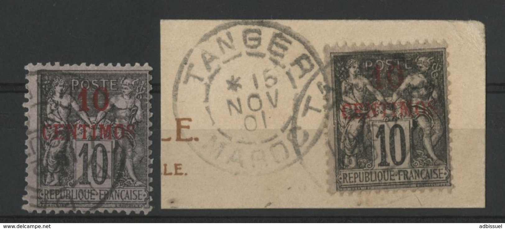 MAROC / COLONIES Cote 30 € N°  3 Sur Un Petit Fragment + N° 3A (type I Et II). TB - Oblitérés