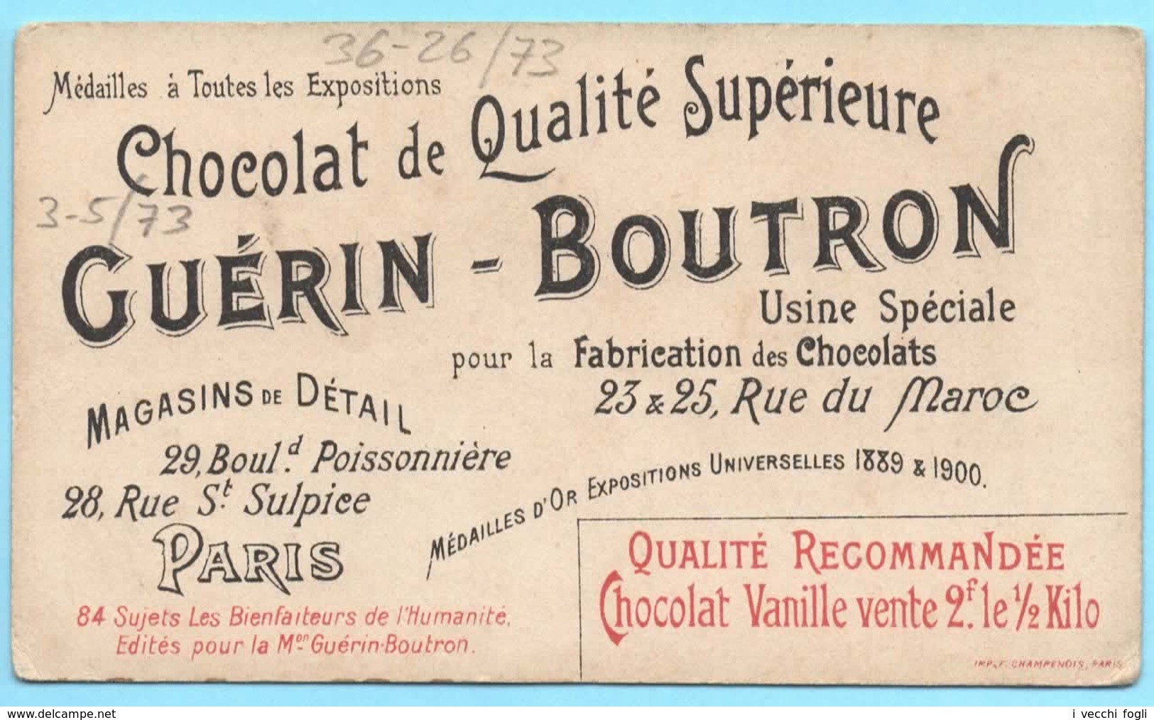 Chromo Chocolat Guérin-Boutron. Les Bienfaiteurs De L'humanité. Roux. Champenois TM 36-26/73 - Guérin-Boutron