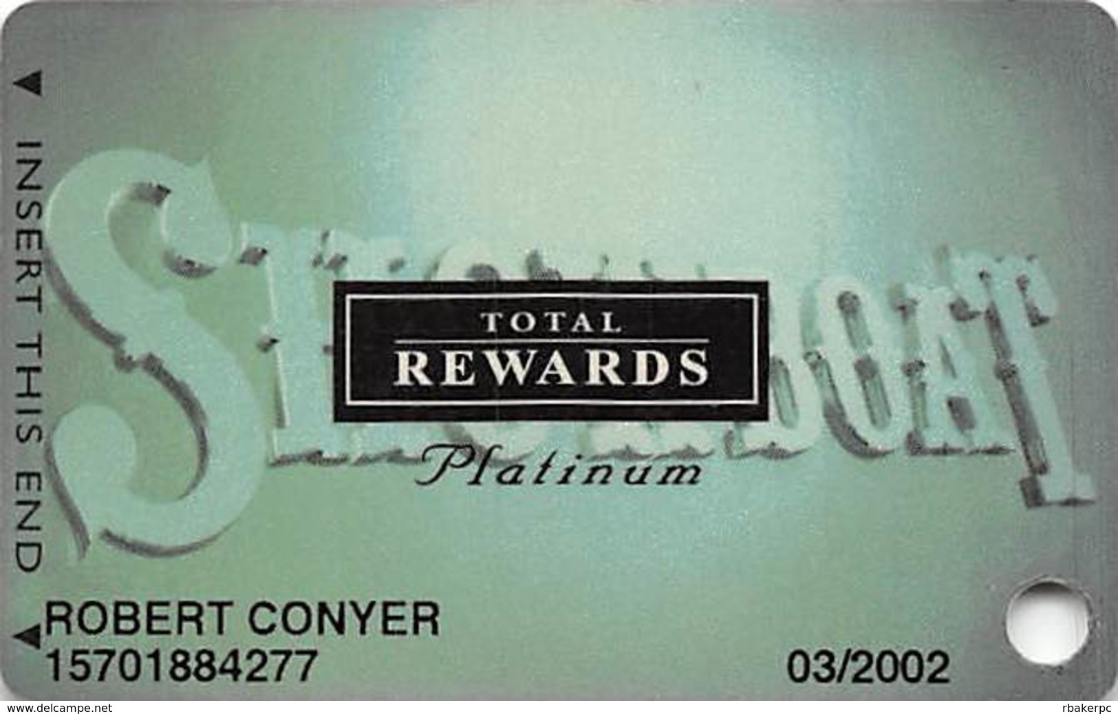 Showboat Casino - Atlantic City NJ - Total Rewards Platinum Slot Card - No Date - Casino Cards