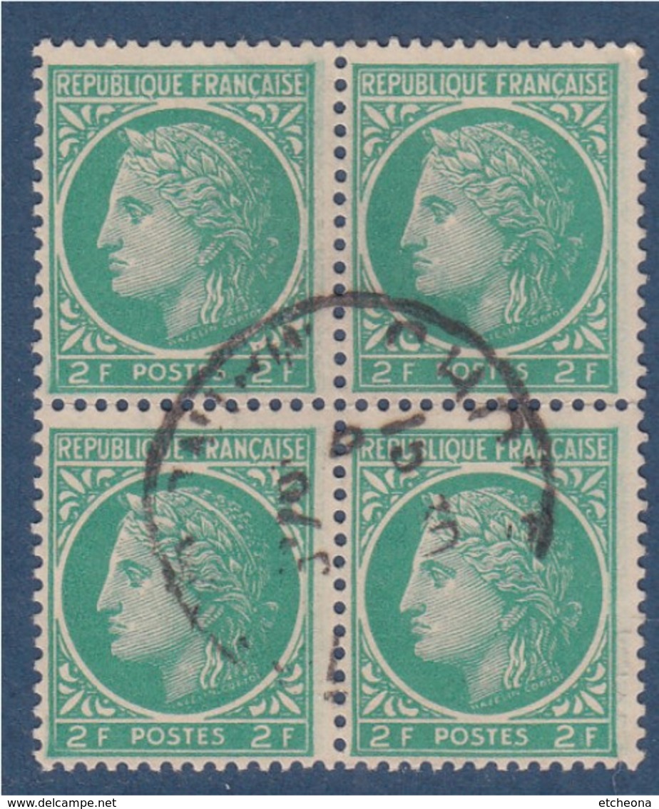 = Bloc 4 Timbres  2f  N°680 Oblitéré Type Cérès De Mazelin - 1945-47 Ceres (Mazelin)