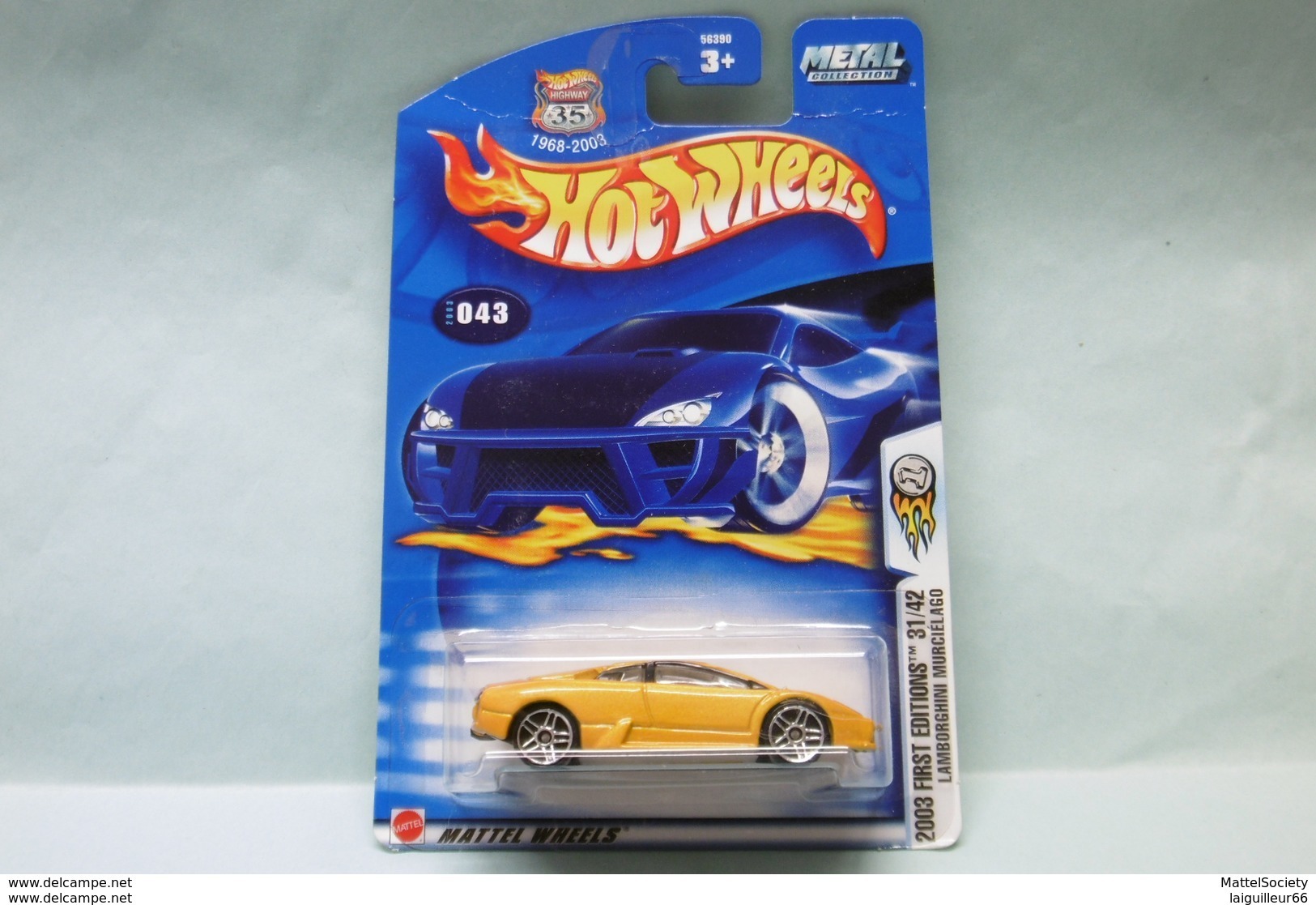 Hot Wheels - LAMBORGHINI MURCIELAGO - 2003 First Editions - Collector N°43 HOTWHEELS US Long Card 1/64 - HotWheels