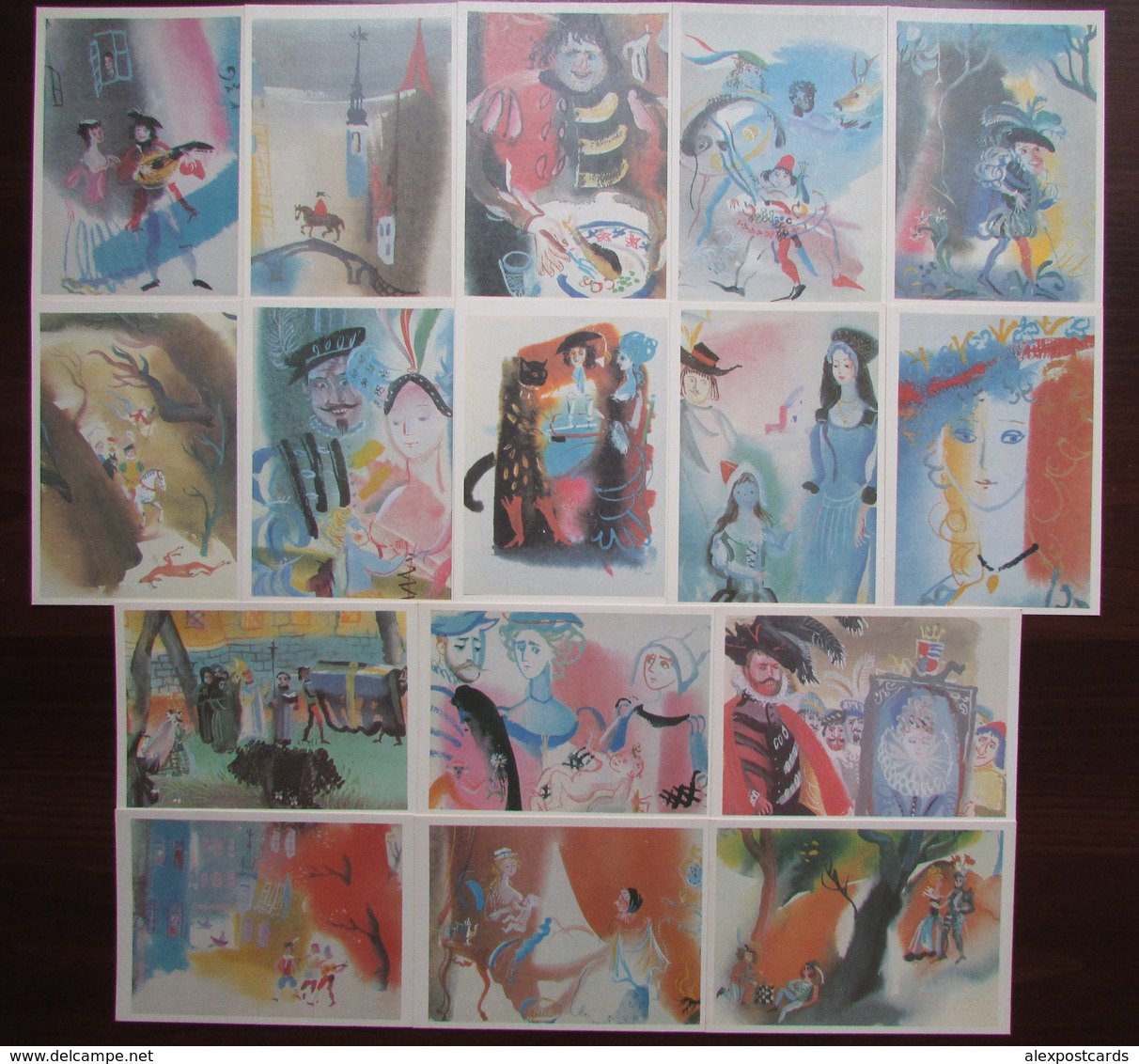 FAIRY TALES OF CHARLES PERRAULT. Set Of 16 Postcards. USSR, 1990 - Contes, Fables & Légendes