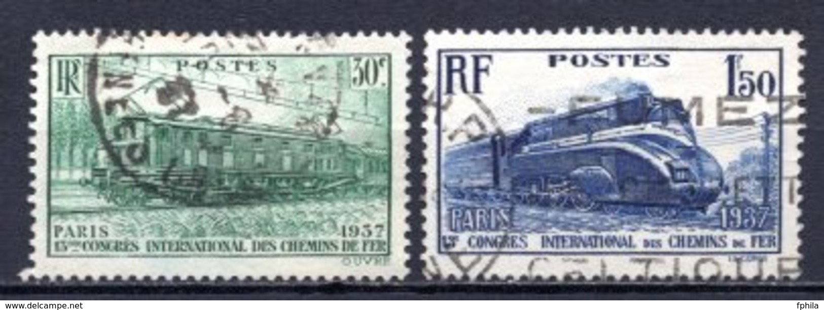 1937 FRANCE RAILWAY CONGRESS LOCOMOTIVES MICHEL: 345-346 USED - Gebraucht