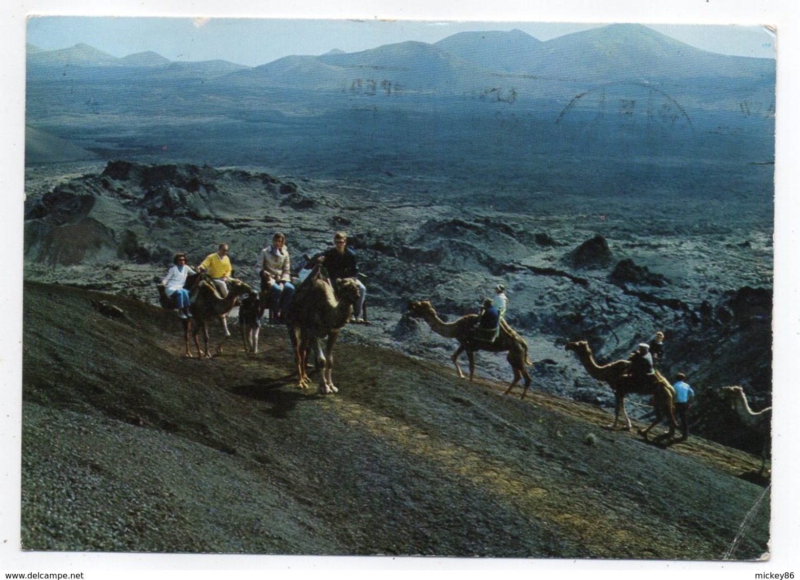 Espagne --Iles Canaries -- LANZAROTE -- 1977-- Montagne De Feu--Mer De Lave (animée ,chameaux)......... à Saisir - Lanzarote