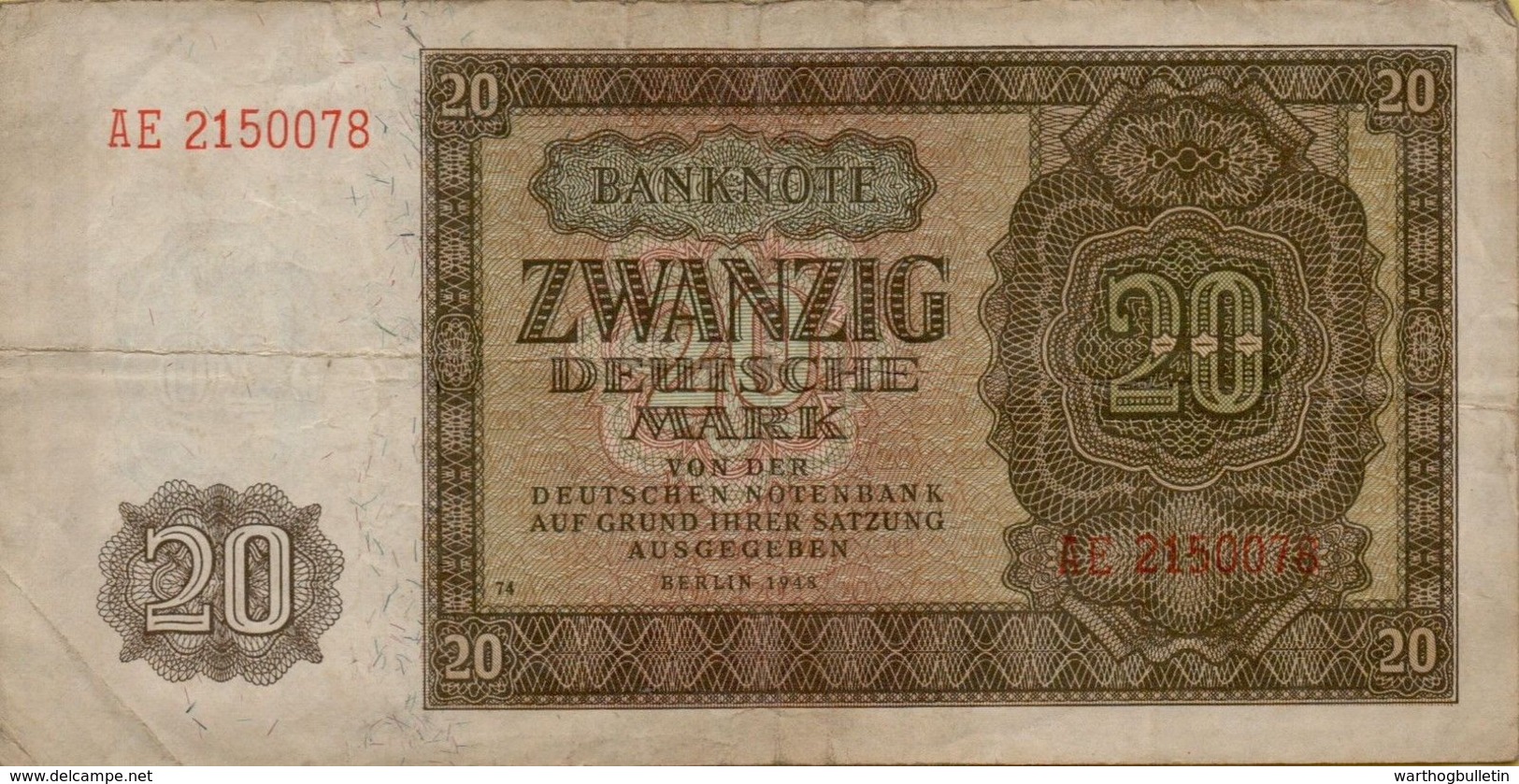 1948 DDR 20 Marks P#13b - 20 Deutsche Mark