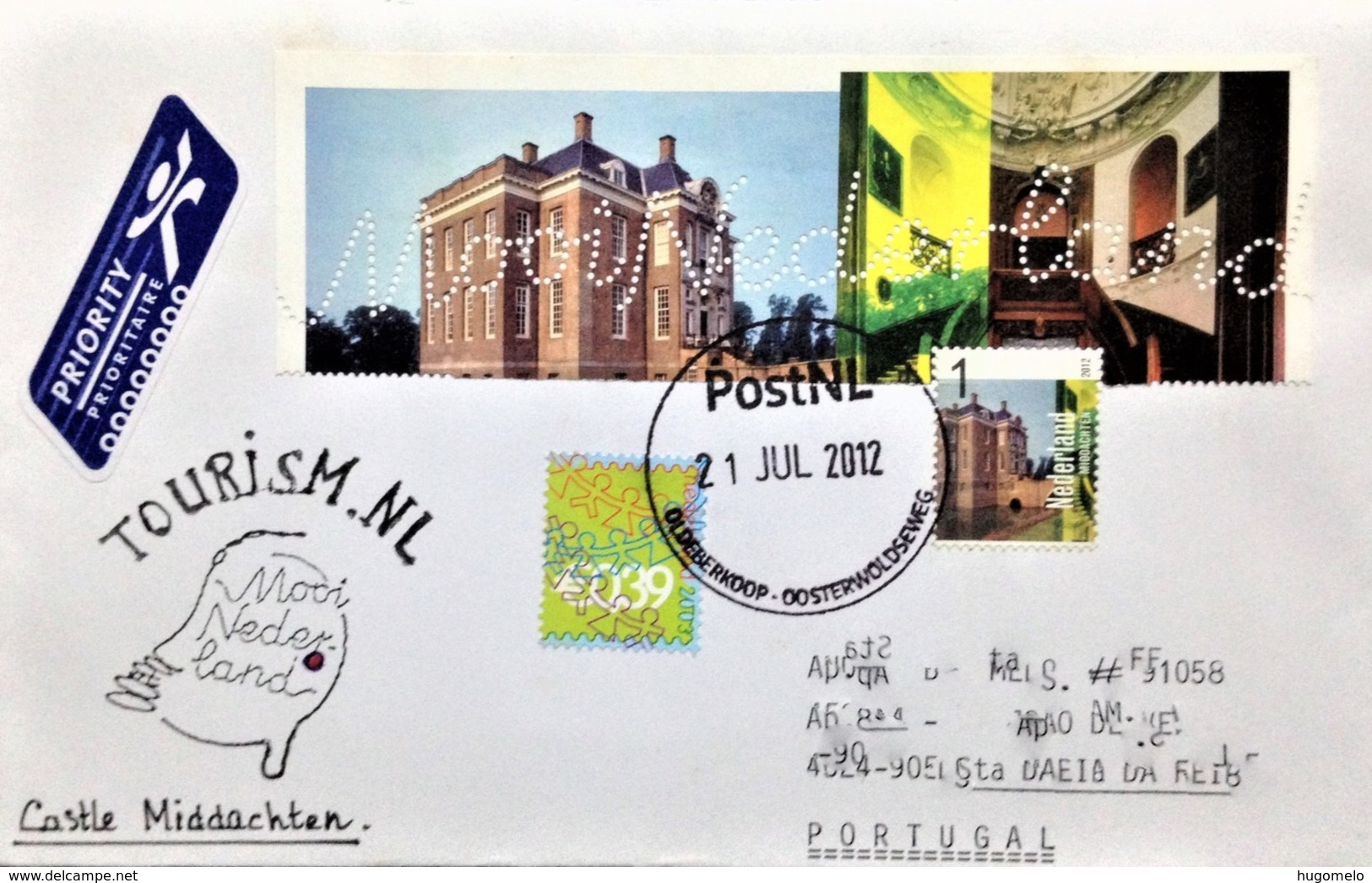 Netherlands,Circulated Cover To Portugal,  "Architecture", "Tourism", "Beautiful Netherlands", "Castle Middachten", 2012 - Brieven En Documenten